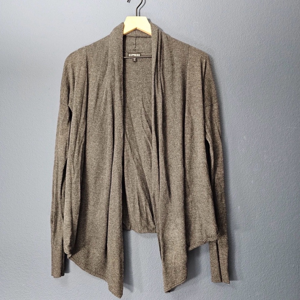 Express - Open Waterfall Cashmere‎ Blend Cardigan classic minimalist style